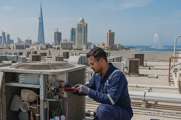 صورة مهنية توضح صيانة مكيفات حي الفلاح جدة من وثاب التكييف