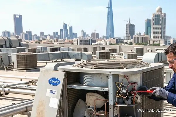صورة مهنية توضح فني تكييف مركزي جدة من وثاب التكييف